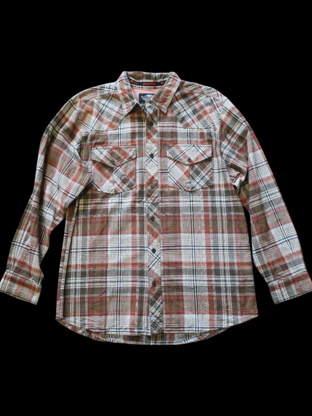 Harley Davidson Motorcycle Men’s XL Plaid Cotton Biker Graphic Button Up Shirt